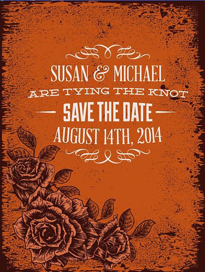 复古婚礼请柬封面矢量素材