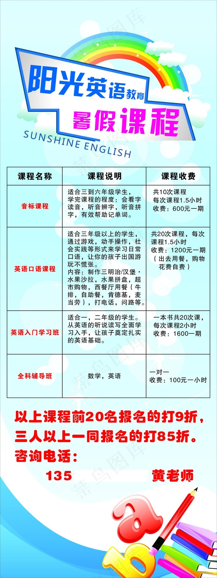 英语培训海报展架cdr矢量模版下载