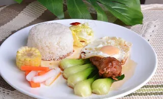青菜鸡腿套餐饭图片