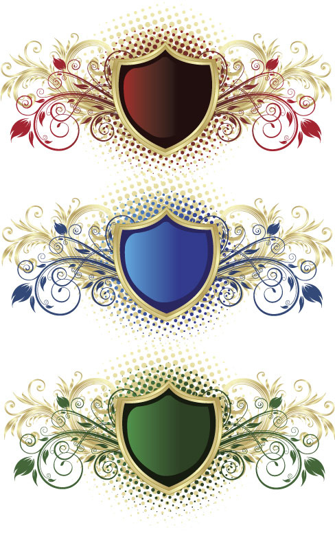欧式盾牌花纹矢量素材