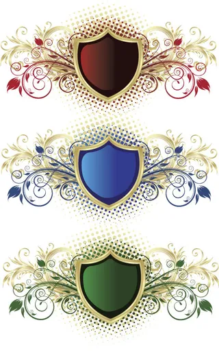 欧式盾牌花纹矢量素材