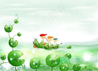 可爱卡通小船背景图片