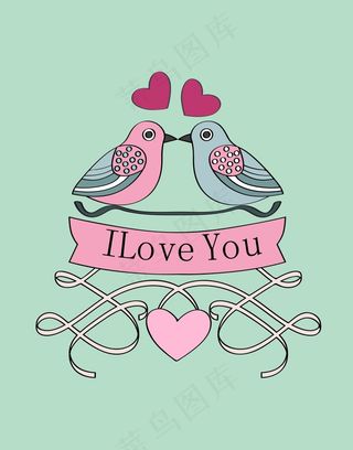 两只小鸟装饰插画