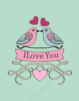 两只小鸟装饰插画