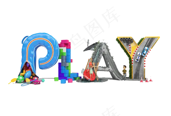 C4D文字创意数字艺术字PNG素材