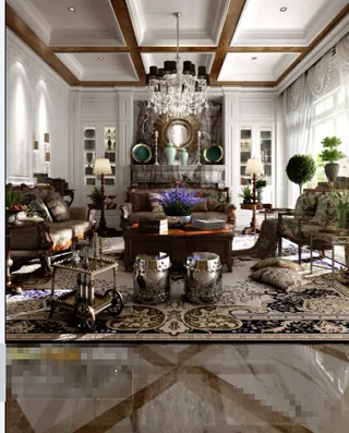 奢华客厅效果图模板