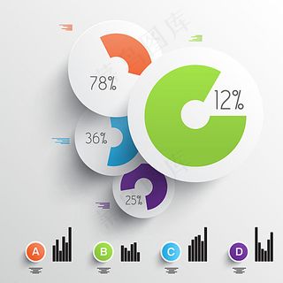 彩色圆形剪纸信息图图片