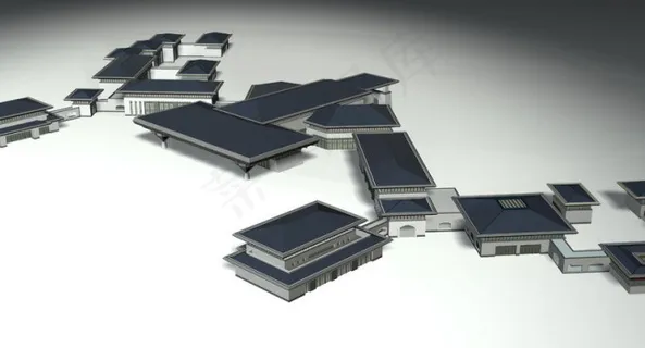 中国风格古代建筑群3D模型