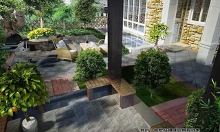 别墅庭院景观效果图片