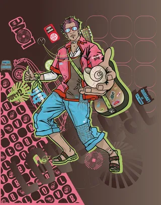 音乐海报背景矢量图人物插画吉他DJ