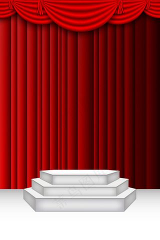 矢量舞台红色幕布质感背景
