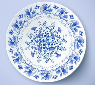青花瓷盘矢量素材