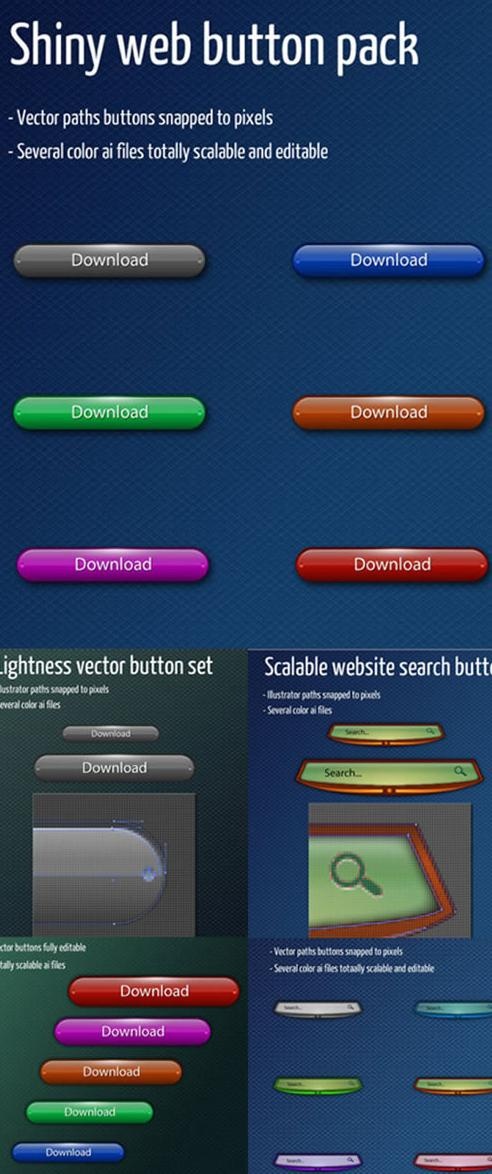 网页下载按钮搜索框矢量图 AI