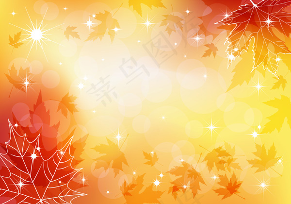 矢量星光点缀枫叶背景素材eps,ai矢量模版下载