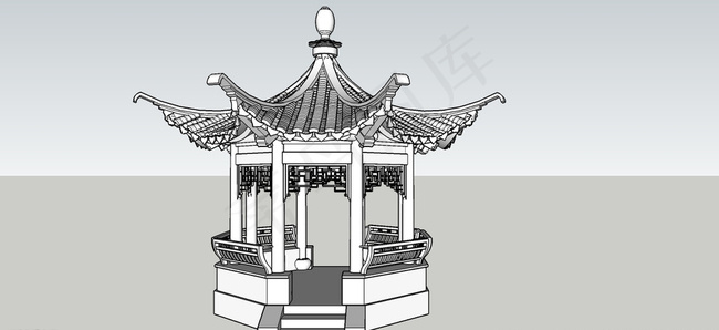 六角亭 su模型图片
