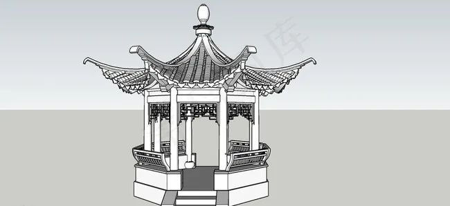六角亭 su模型图片