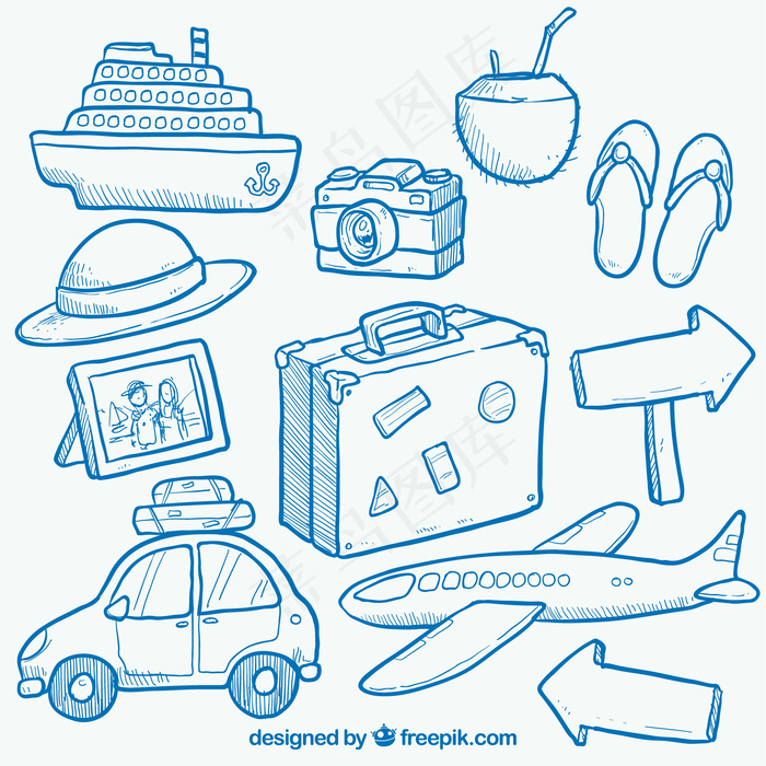 手绘旅游元素