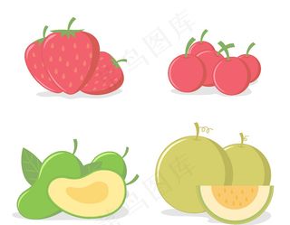 卡通新鲜水果草莓木瓜元素