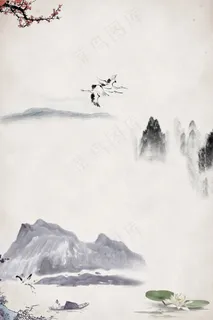 清雅中国风山水大气水墨背景