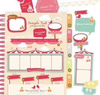 精美粉色标贴元素矢量素材