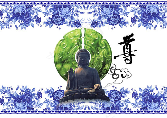 中国风青花佛尊