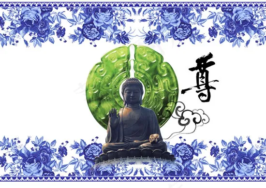 中国风青花佛尊psd模版下载