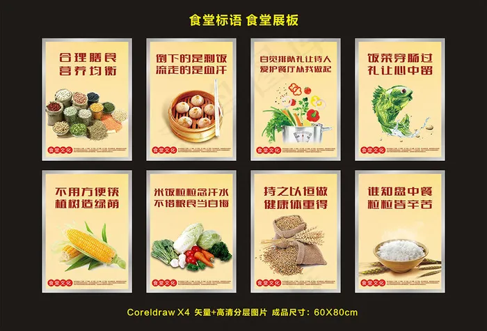 食堂标语食堂展板(400X700)cdr矢量模版下载