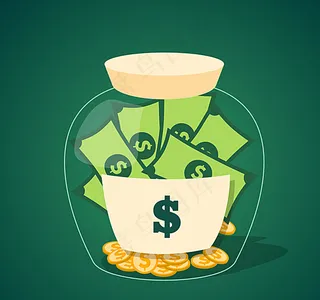 玻璃罐子里的货币矢量素材图片