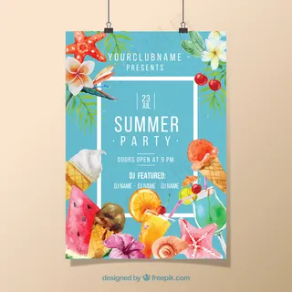 欢乐夏日海滨派对休闲时光旅游海报