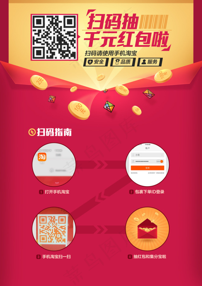 手机淘宝扫码抽红包PSD素材psd模版下载