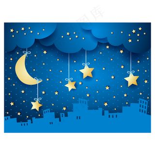 卡通星空的夜晚