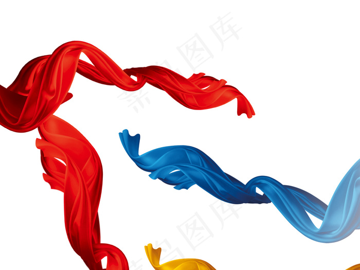 红色丝带绸带透明蓝色飘带免抠素材大...