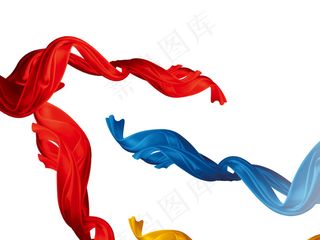 红色丝带绸带透明蓝色飘带免抠素材大...