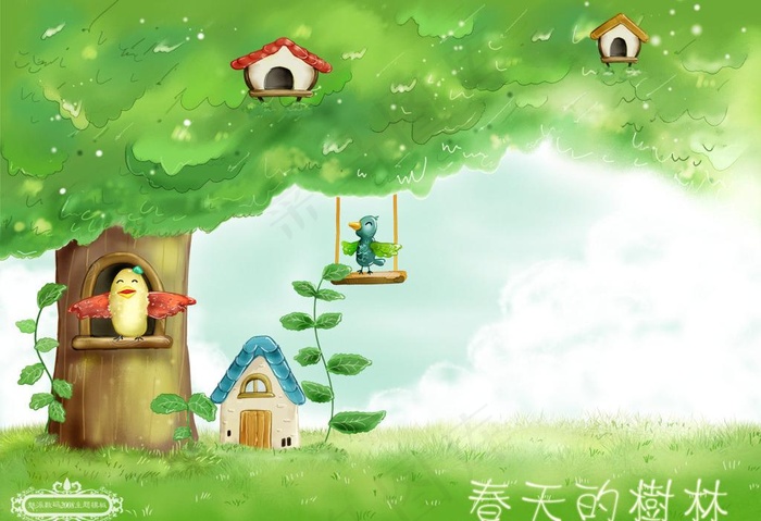 春天的树林图片