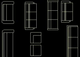 沙发平面图块cad家具图块素材20...