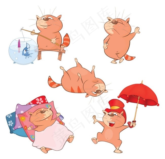 小猫的生活日常图片eps,ai矢量模版下载