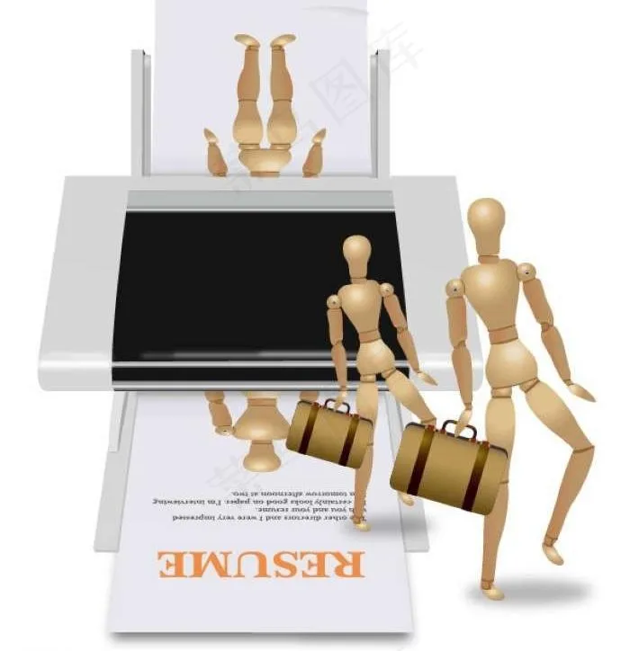 打印机卡通人物背景图片ai矢量模版下载