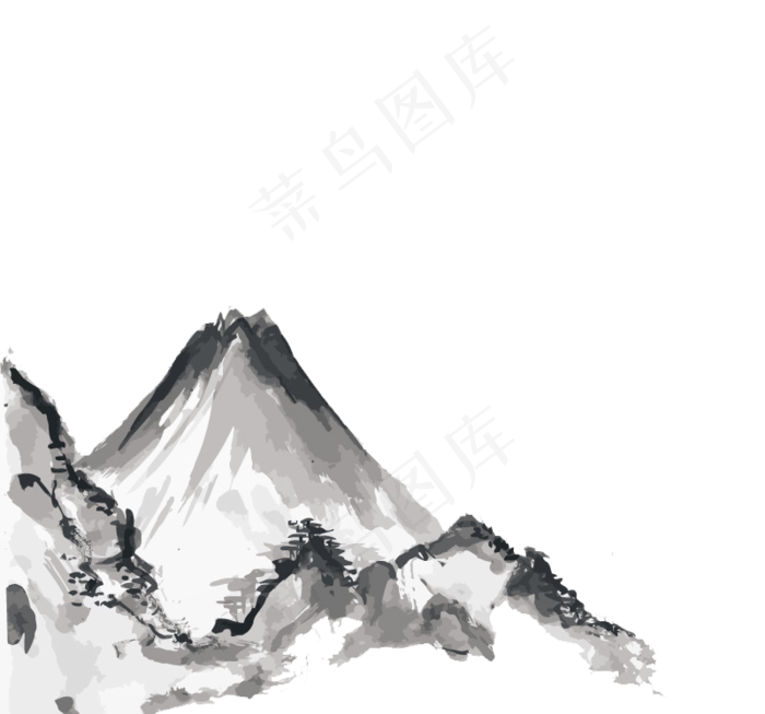 中国风水墨山水PNG背景免扣素材
