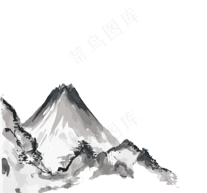 中国风水墨山水PNG背景免扣素材(800X746)