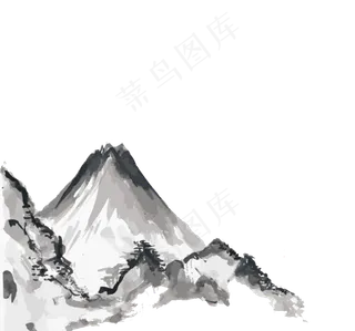 中国风水墨山水PNG背景免扣素材