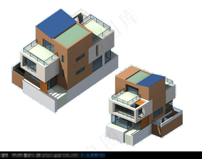 日式结构的独栋建筑模型