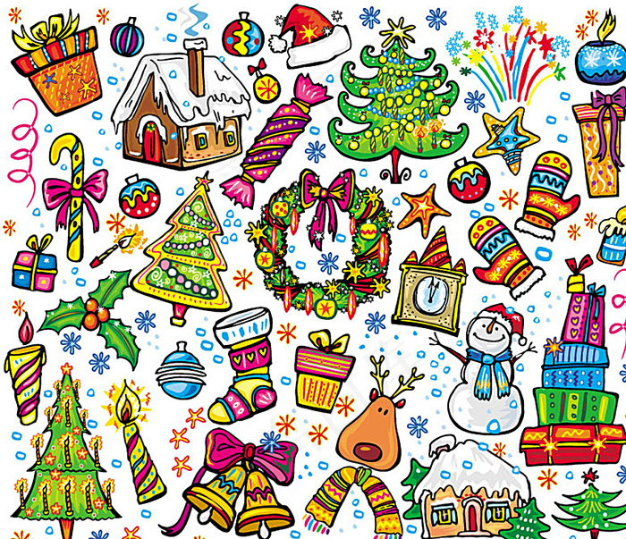 卡通圣诞节装饰矢量素材图片