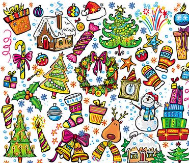 卡通圣诞节装饰矢量素材图片