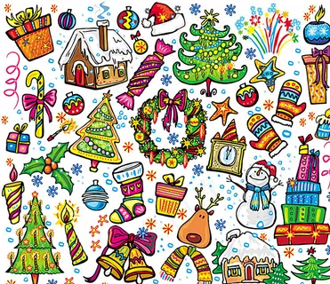 卡通圣诞节装饰矢量素材图片