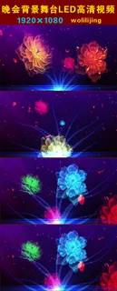 富贵牡丹花绽放盛开晚会背景LED高...