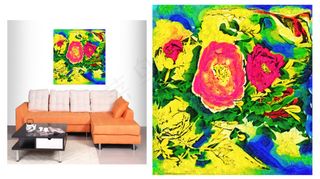 抽象花卉无框画装饰设计