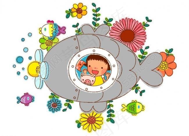 卡通儿童插画图片ai矢量模版下载