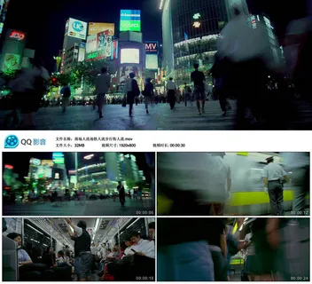 步行街商场地铁人流视频