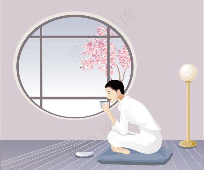 靓女喝咖啡图片