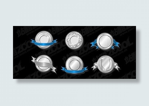 银色徽章矢量素材